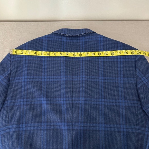 Isaia Wool Blue Plaid Windowpane Blazer Size 48 (58EU) Unfinished Sleeves - Picture 15 of 15